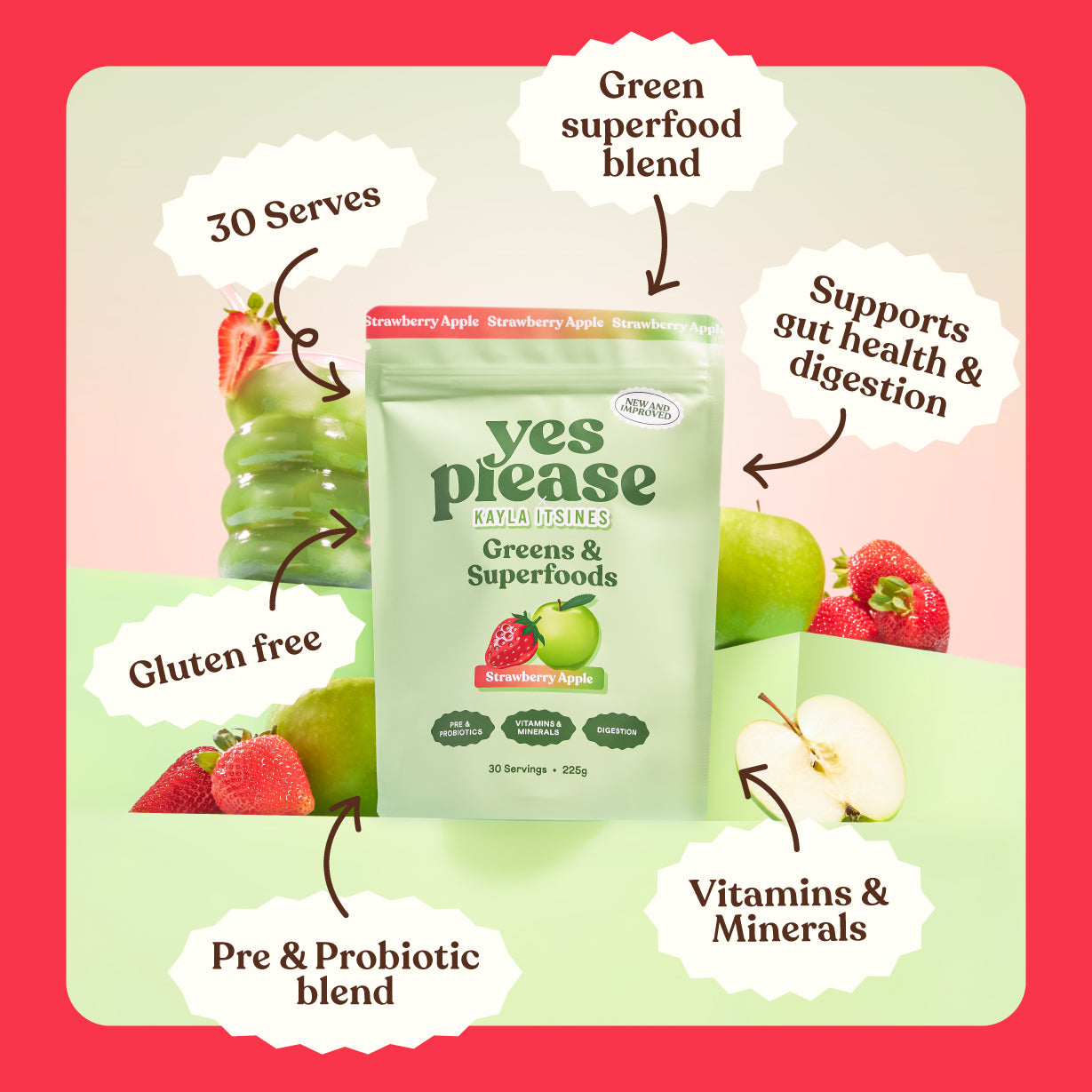 Greens & Superfoods - Strawberry Apple