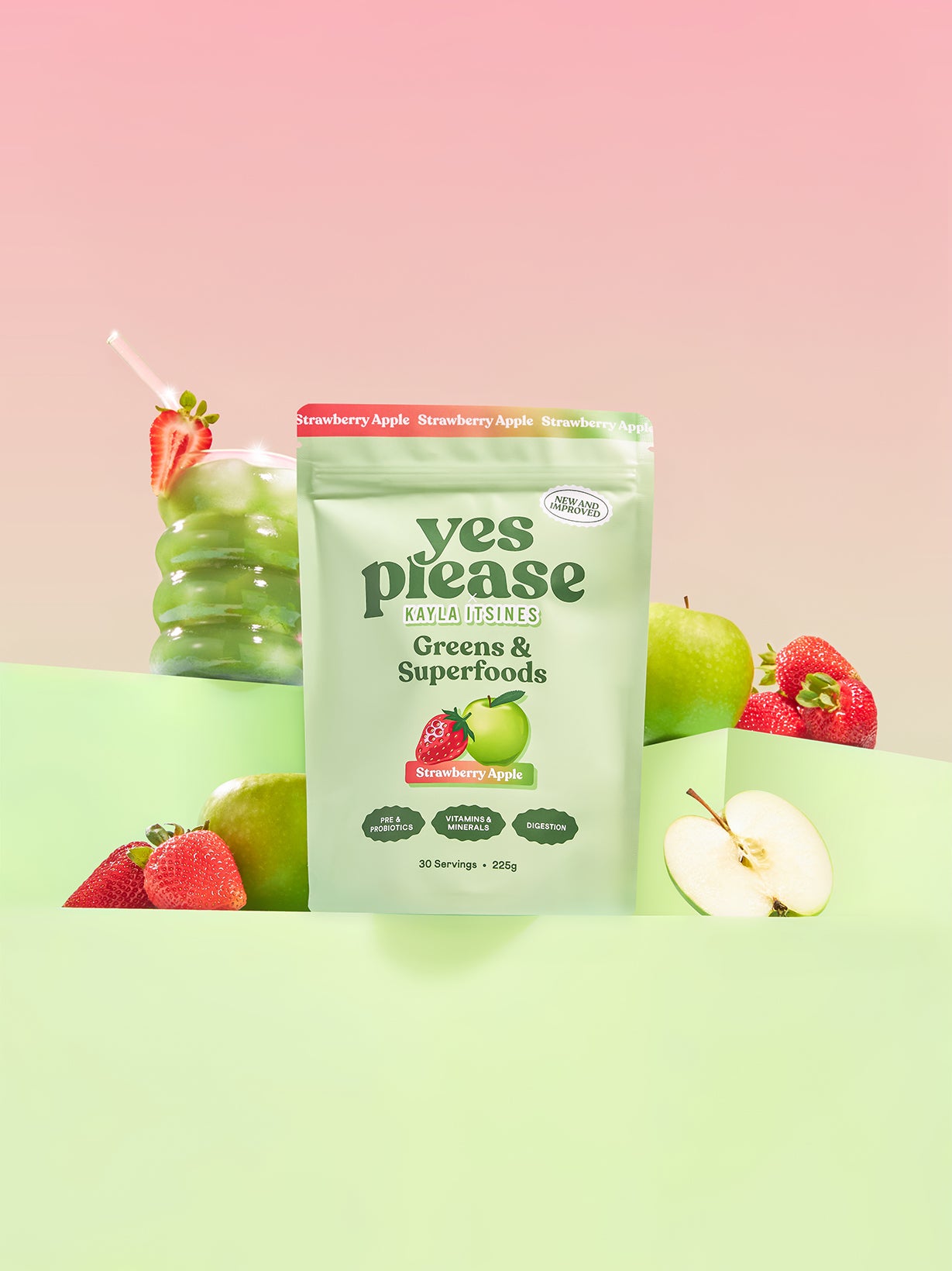 Greens & Superfoods - Strawberry Apple